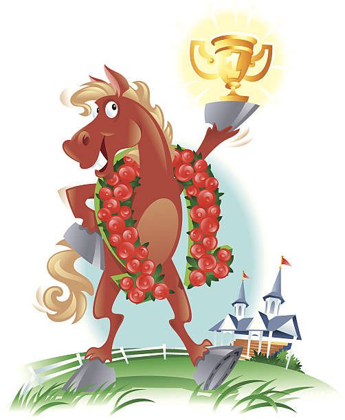 stockillustraties, clipart, cartoons en iconen met horse trophy c - gekke paarden