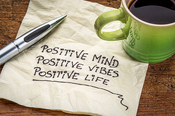 positive mind, vibes and life stock photo