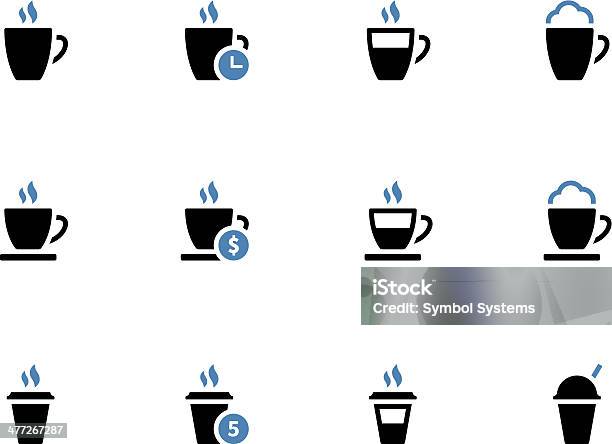 Caffè Tazza Bicromatici Icone Su Sfondo Bianco - Immagini vettoriali stock e altre immagini di Affari - Affari, Applicazione mobile, Badge