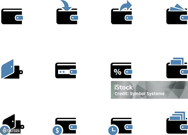 Portefeuille Duotene Icônes Sur Fond Blanc Vecteurs libres de droits et plus d'images vectorielles de Acheter - Acheter, Activité commerciale, Affaires