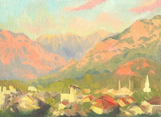 istock Eastern city near the mountains. Oil painting 477268178