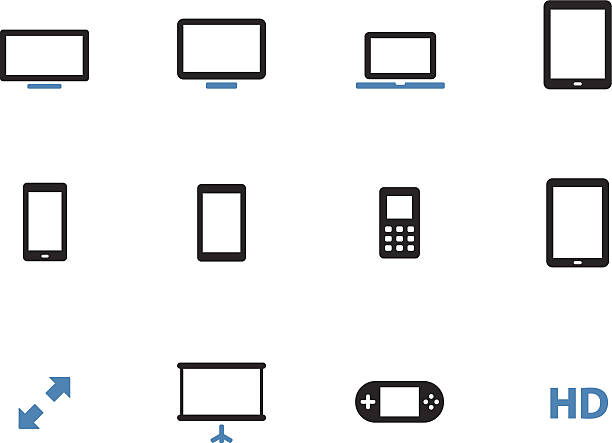 illustrations, cliparts, dessins animés et icônes de écrans duotone icônes sur fond blanc. - looking at view symbol looking through window computer icon