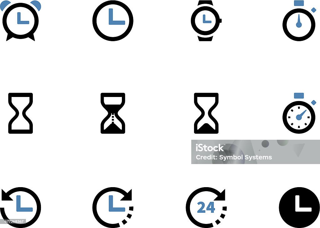 Czasu i zegar duotone ikony na białym tle. - Grafika wektorowa royalty-free (Ikona)