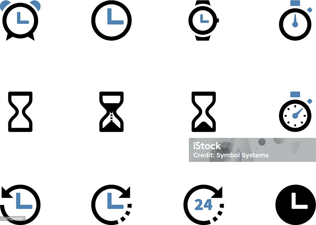 Время и часы Двухцветный Иконки на белом фоне. - Векторная графика Иконка роялти-фри