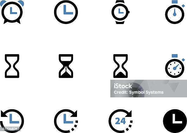 Время И Часы Двухцветный Иконки На Белом Фоне — стоковая векторная графика и другие изображения на тему Иконка - Иконка, Песочные часы, Будильник