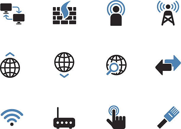 Networking duotone icons on white background. Networking duotone icons on white background. Vector illustration. access point router stock illustrations