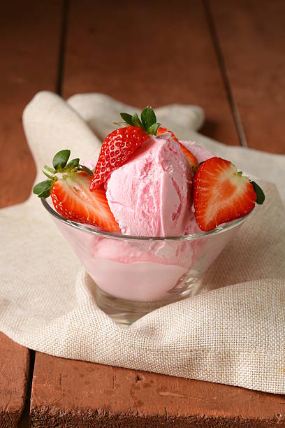 istock strawberry ice cream served with fresh berries 477271495
