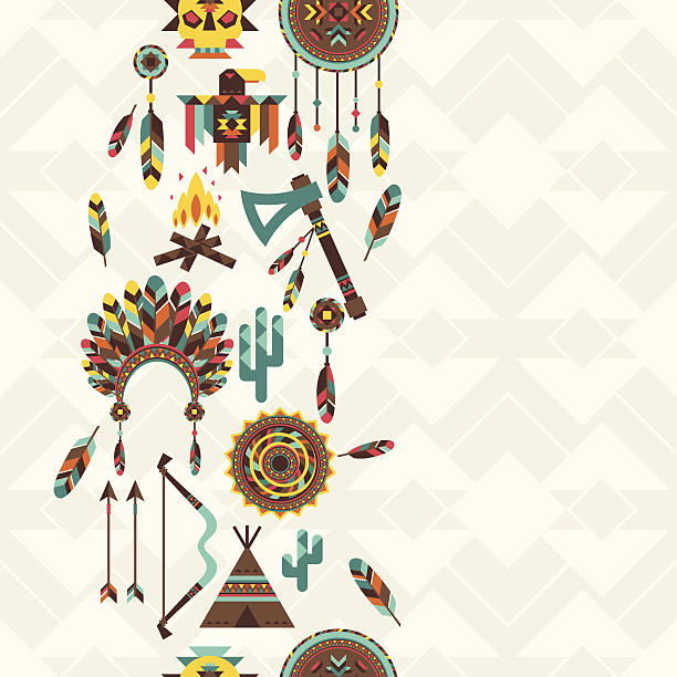 illustrations, cliparts, dessins animés et icônes de ethnique motif sans couture dans le style de la région. - native american north american tribal culture symbol dreamcatcher