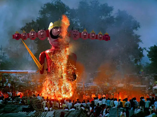 Photo of Statue of demon ravan effigy in dussera dusera festival, India