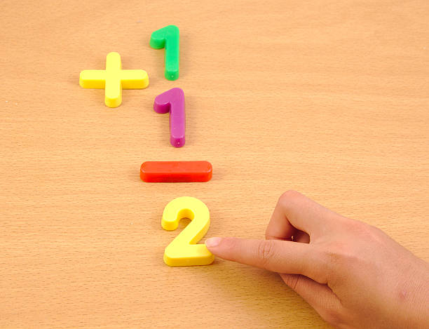istock Child doing a sum on the school wood desk 477276550
