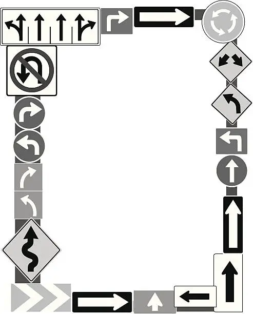 Vector illustration of Road Signs Frame