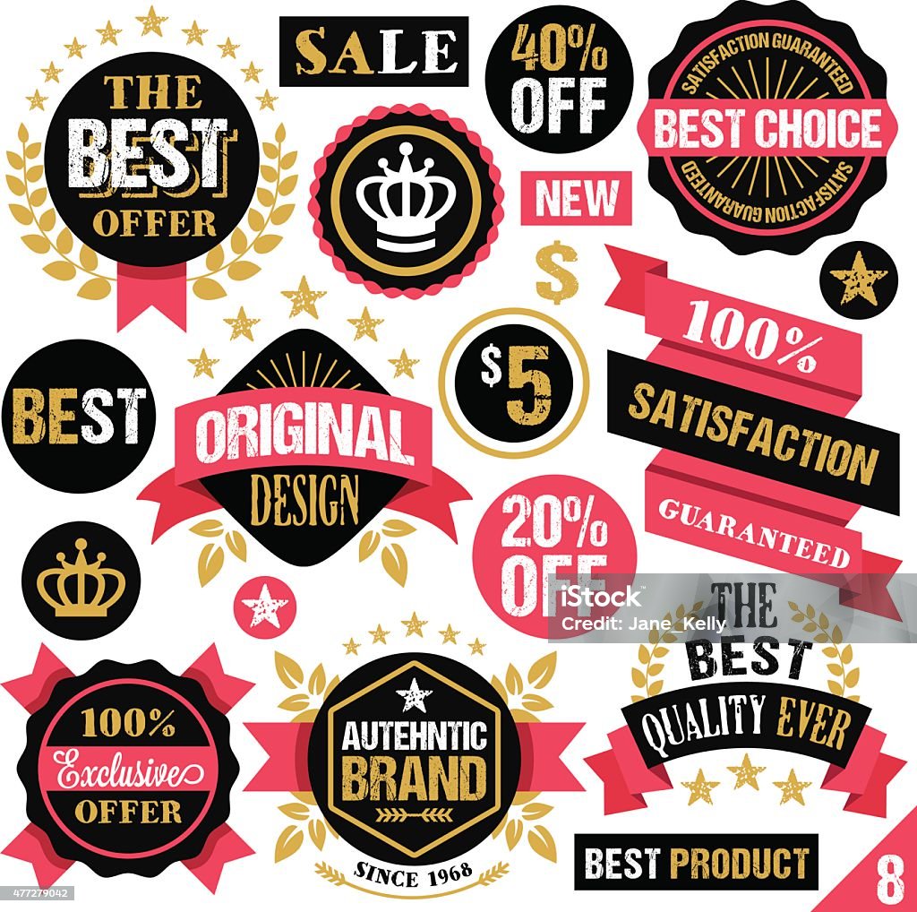 Quality Stickers Vector Premium Quality Stickers Badges Labels And Ribbons Set 8 Stock ...