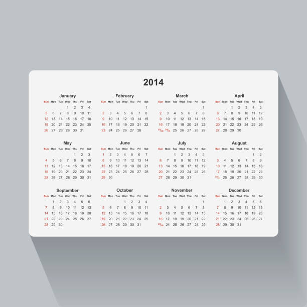 2014 calendar Simple isolated calendar for 2014. Week starts from Sunday. 2014 stock illustrations