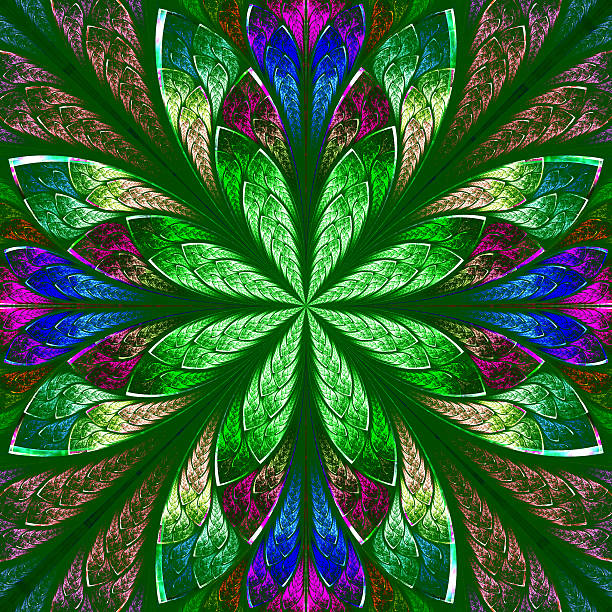 istock Multicolor beautiful fractal in stained glass window style. 477281765