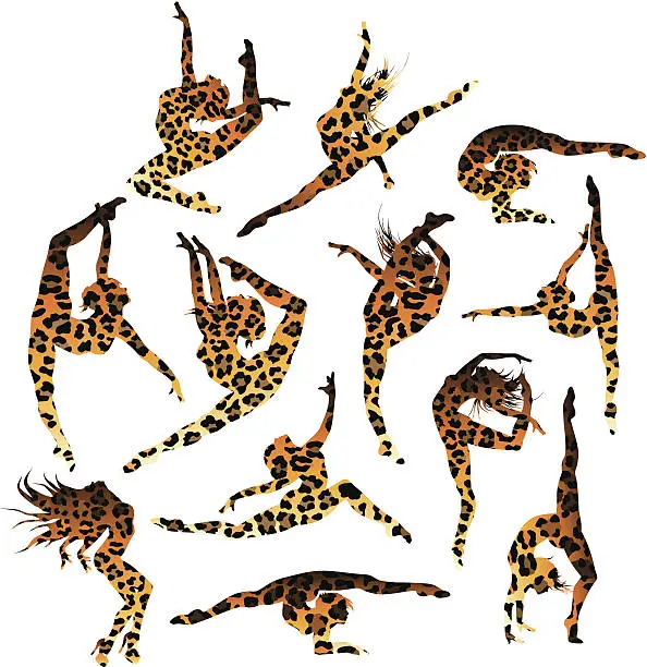 Vector illustration of Gymnast's silhouettes