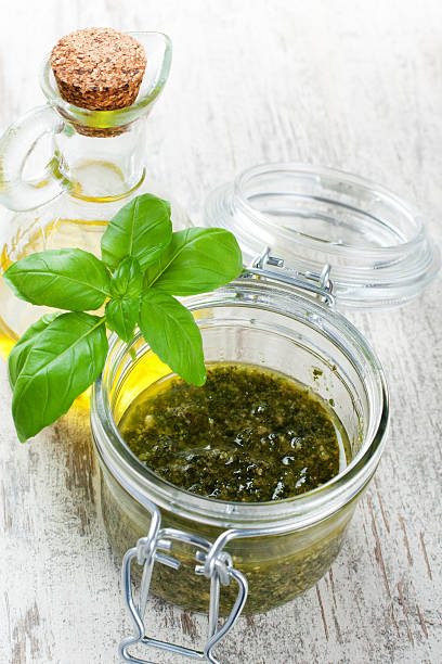 istock Basil pesto sauce and fresh ingredients 477282346