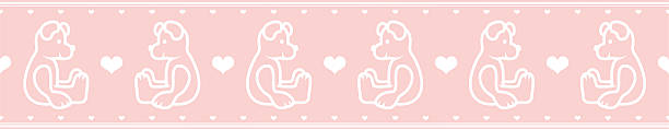 Teddy Bear border in pink Vector illustration  bedroom borders stock illustrations