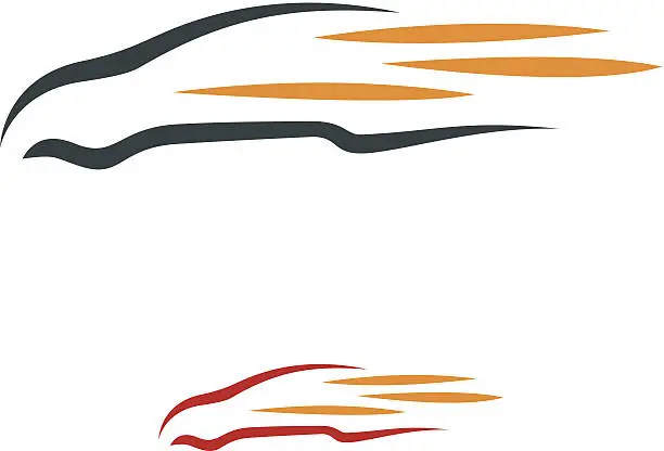 Vector illustration of Illustration of car speed with flames logo