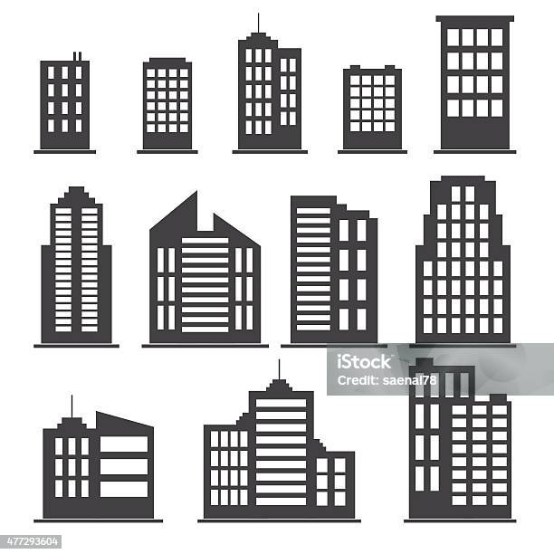 Building Icons Set Stock Illustration - Download Image Now - Icon Symbol, Construction Industry, Skyscraper