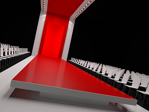 istock Empty red carpet, fashion runway. 477294375