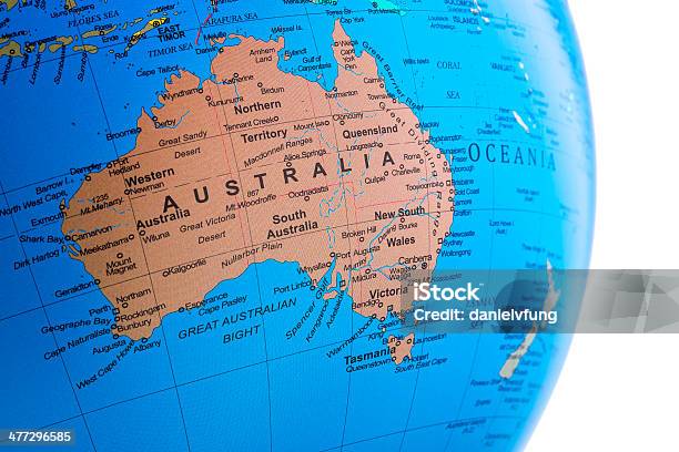 World Globe On Australia Stock Photo - Download Image Now - Globe - Navigational Equipment, Queensland, Australia