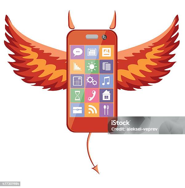 Smartphone Devil Stock Illustration - Download Image Now - 2015, Angel, Animal