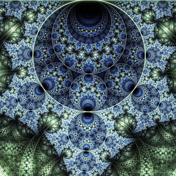 istock Blue and green fractal flower pattern 477302337
