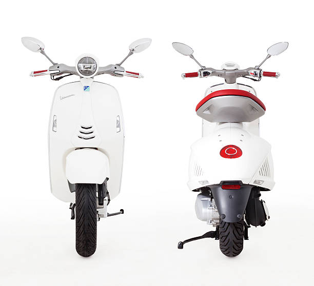 Vespa 946 front and rear view stock photo