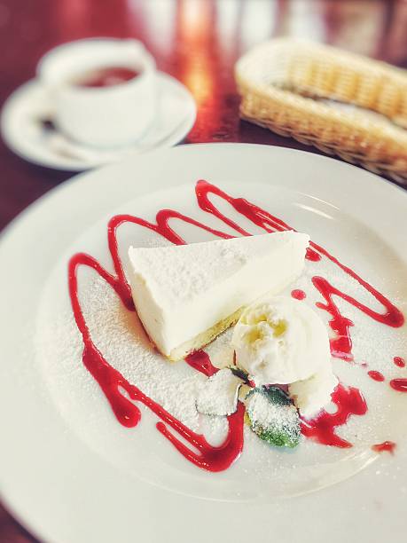 Pancake cheesecake with berry sauce icecream and green mint