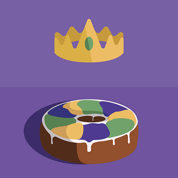 illustrations, cliparts, dessins animés et icônes de couronne et gâteau avec très grand lit - galette des rois