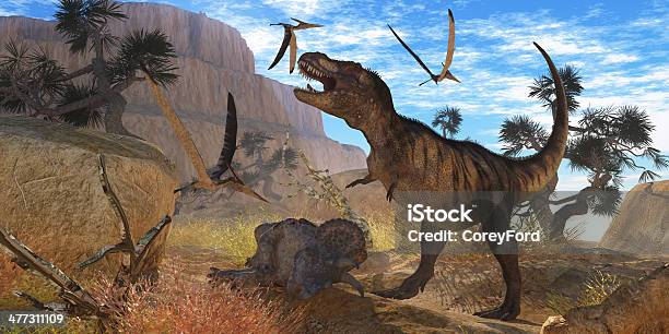 Photo libre de droit de Tyrannosaurus De Réunion banque d'images et plus d'images libres de droit de Ptérosaure - Ptérosaure, Tricératops, Ptéranodon