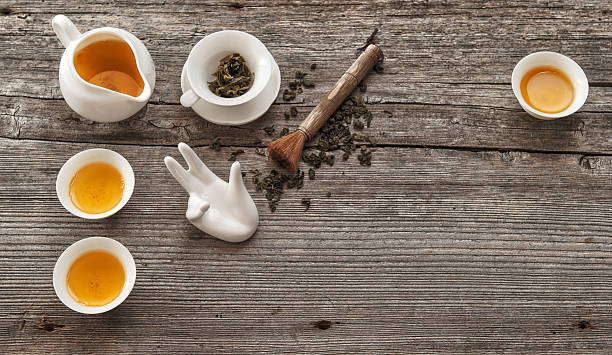istock Utensils for chinese tea ceremony. Teapot and cups 477312378