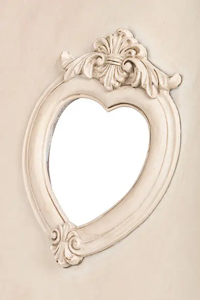 Old heart picture frame with clipping path.