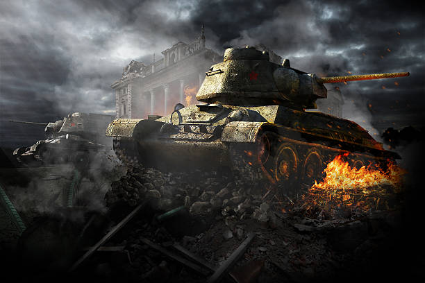istock Two tanks destroyed in the area 477312618