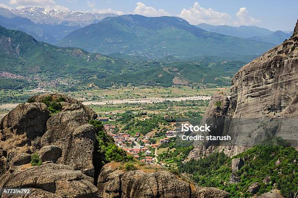 Kalabaka Town View From Meteora Rocks Greece Stock Photo - Download Image Now - 2015, Aerial View, Architecture