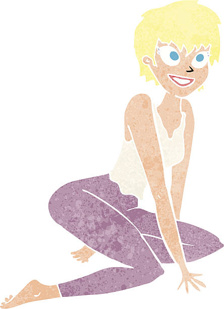 istock cartoon happy woman sitting on floor 477314973