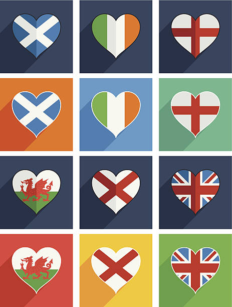 british isles ikony - flag welsh flag northern ireland flag republic of ireland stock illustrations