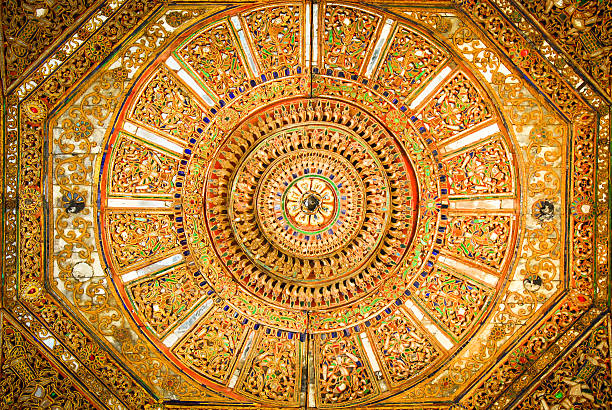 istock Stained Glass decorating in the temple 477318086