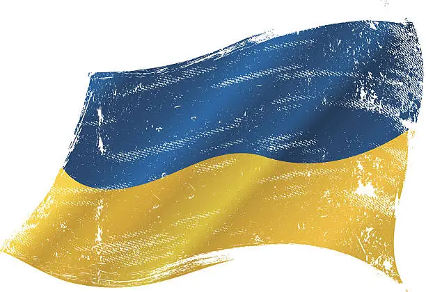 Vector illustration of ukrainian grunge flag