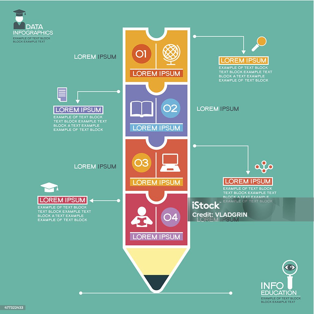 Bildung Infografiken Hintergrund mit abstrakten Bleistift - Lizenzfrei Abstrakt Vektorgrafik