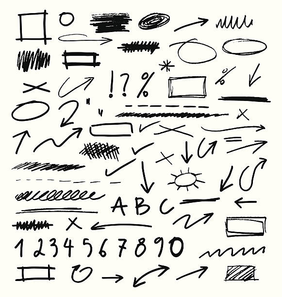 stockillustraties, clipart, cartoons en iconen met hand drawn design elements collection - potlood