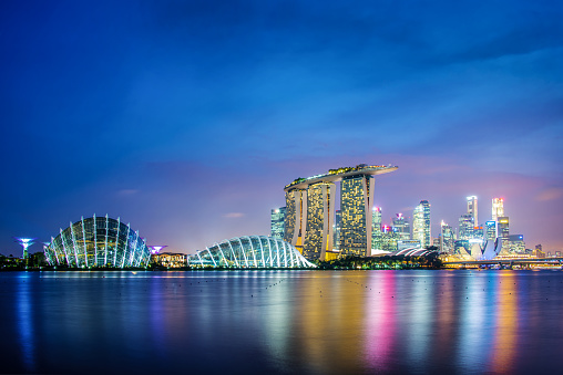 Singapore city skyline by night