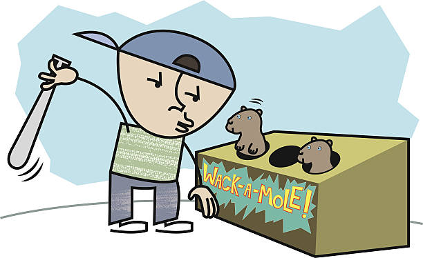 Wack-a-mole! Hitting a mechanical mole with a rubber bat is really fun! wack stock illustrations