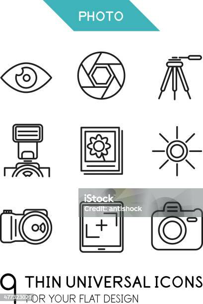 写真のコレクションの流行の細い線アイコン - GUIのベクターアート素材や画像を多数ご用意 - GUI, つながり, イラストレーション