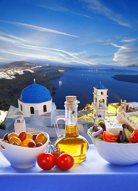 istock Greek salad on Santorini island, Greece 477323044