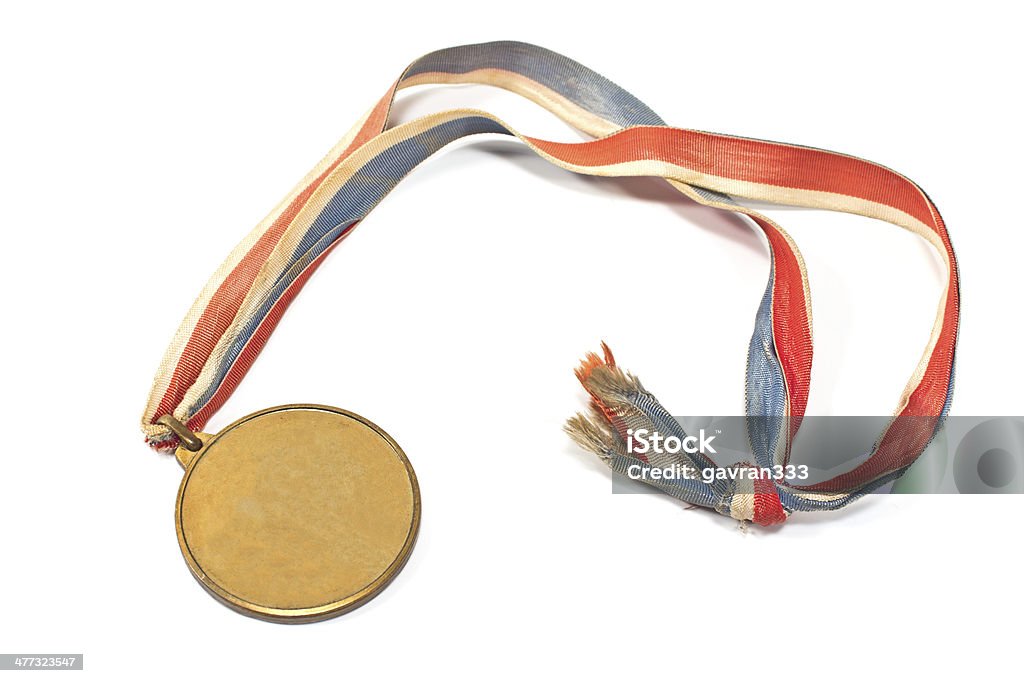 Vintage gold sport medal isolated on white Achievement Stock Photo