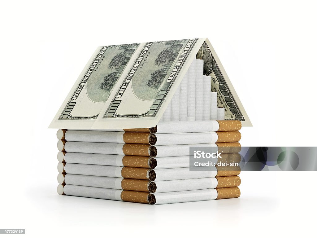O cigarro casa e Lembrança de dólares - Royalty-free Ampliação Foto de stock