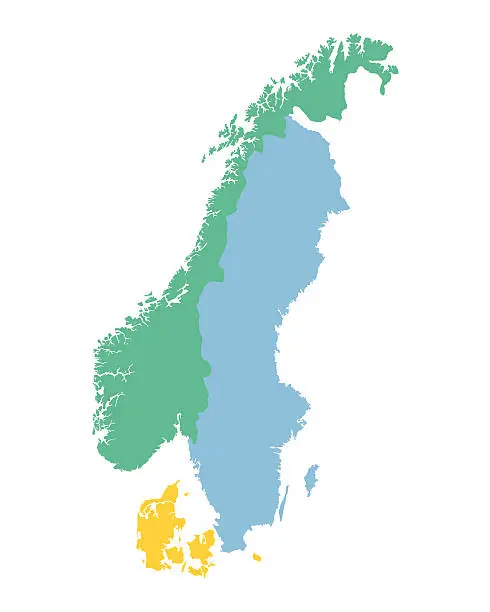 Vector illustration of map of the Scandinavian countries