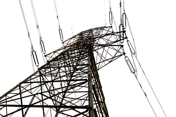 istock Electricity pylon isolated on white 477330615