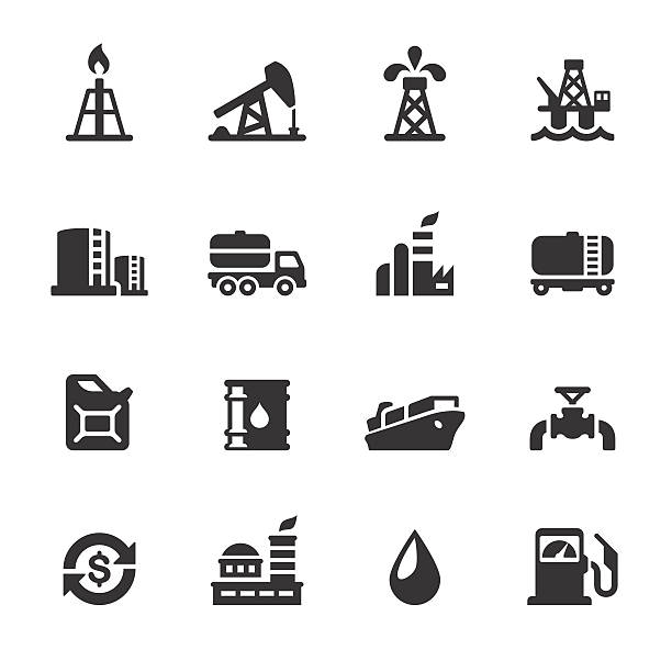 illustrazioni stock, clip art, cartoni animati e icone di tendenza di soulico icone di industria di olio - gasoline fossil fuel dollar sign fuel and power generation